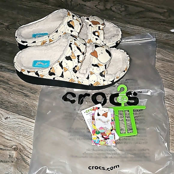 Crocs Cam Cat sherling slides lined soft & Comfy slip on (Hg13 - Picture 2 of 8